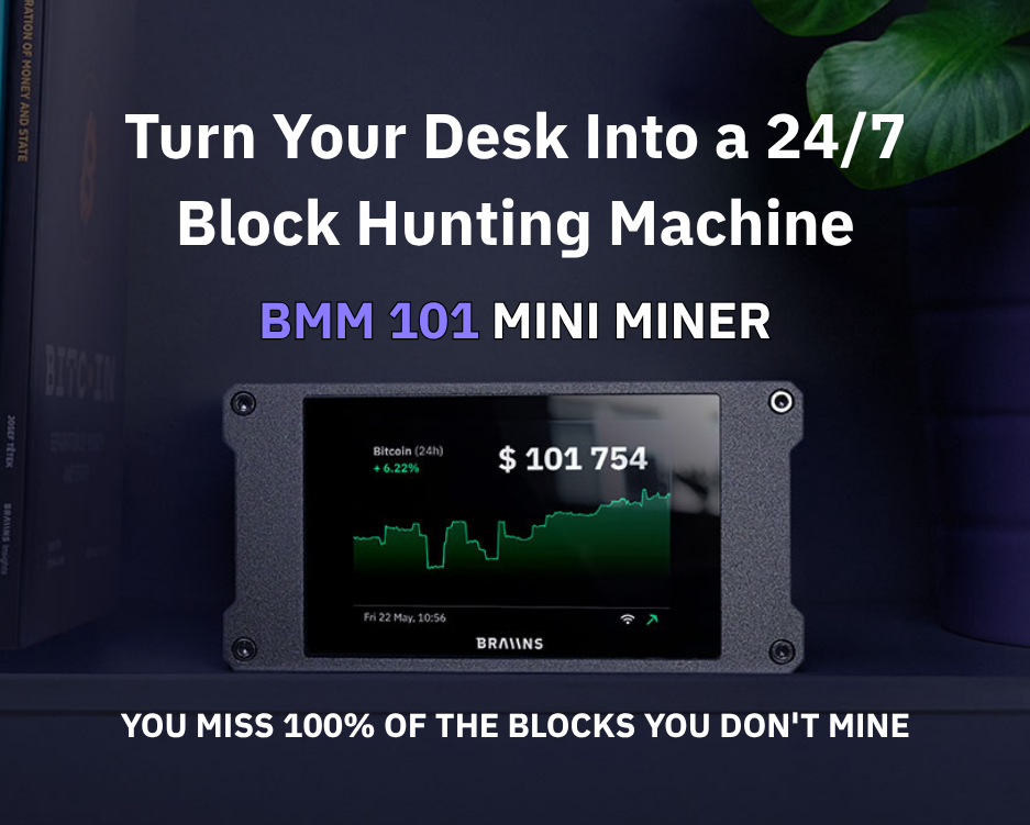 BMM 101 Mini Miner. Turn your desk into a 24/7 block hunting machine. You miss 100% of the blocks you don't mine.